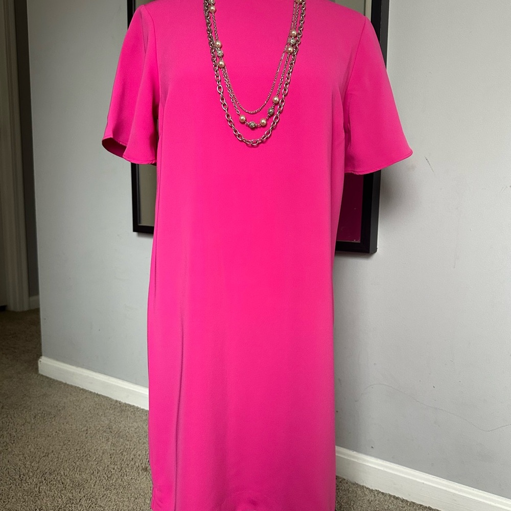 Ann Taylor Vibrant Pink Midi Dress